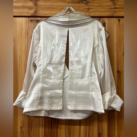 Cachet Vintage woman’s shimmer sheer long sleeve blouse - Picture 4 of 7
